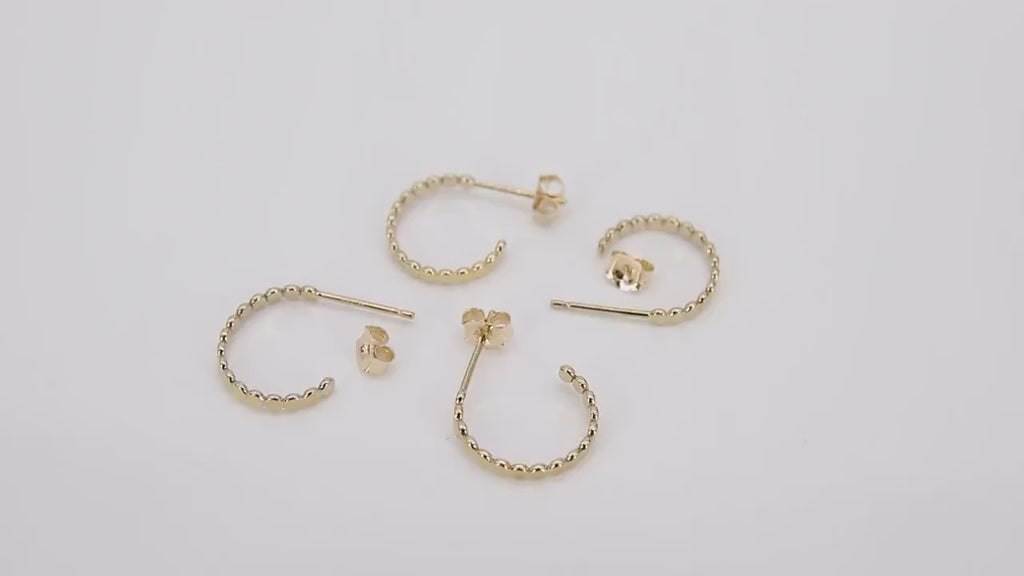 14 K Gold Filled Hoop Earrings, 13 mm Gold Round Nugget Earrings # 3404, High Quality Wire Hoops