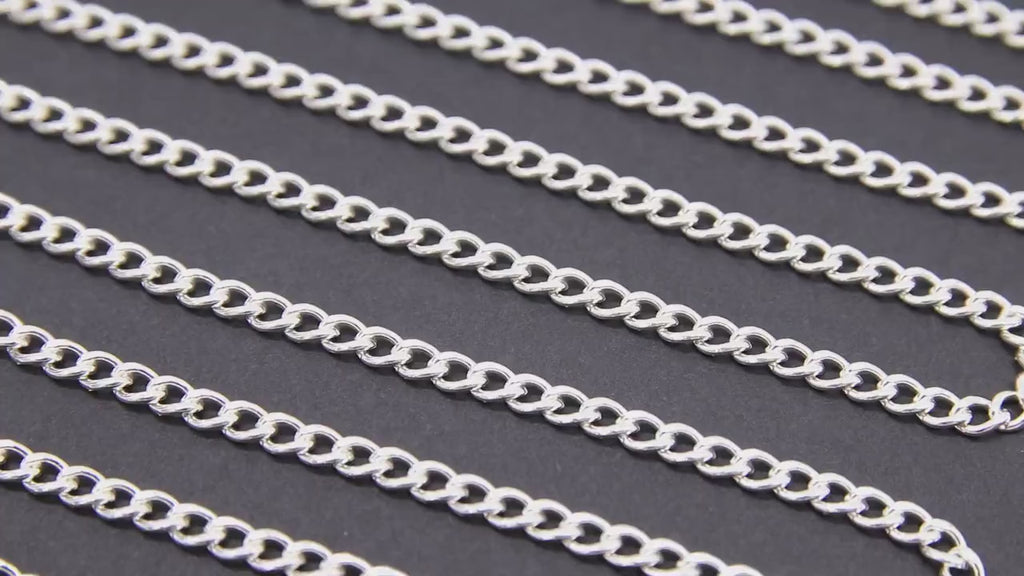 925 Sterling Silver Curb Chain, 5 mm Curb Chain, Unfinished Flat Curb Jewelry Chain