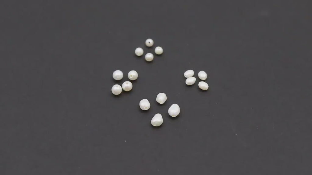 White Freshwater Pearl Big Hole Beads, Grade 5 A in Round or Oval Loose Beads, Natural Rice Pearl 3 mm 4 mm 5 mm 6 mm Beads #3756