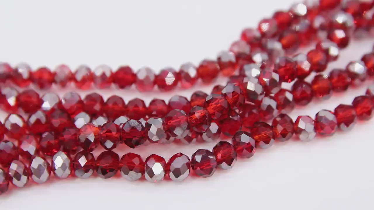 Red Crystal Rondelle Beads, 6 mm Ruby Red beads in BS #320, Bright Red Rondelle Multi Color