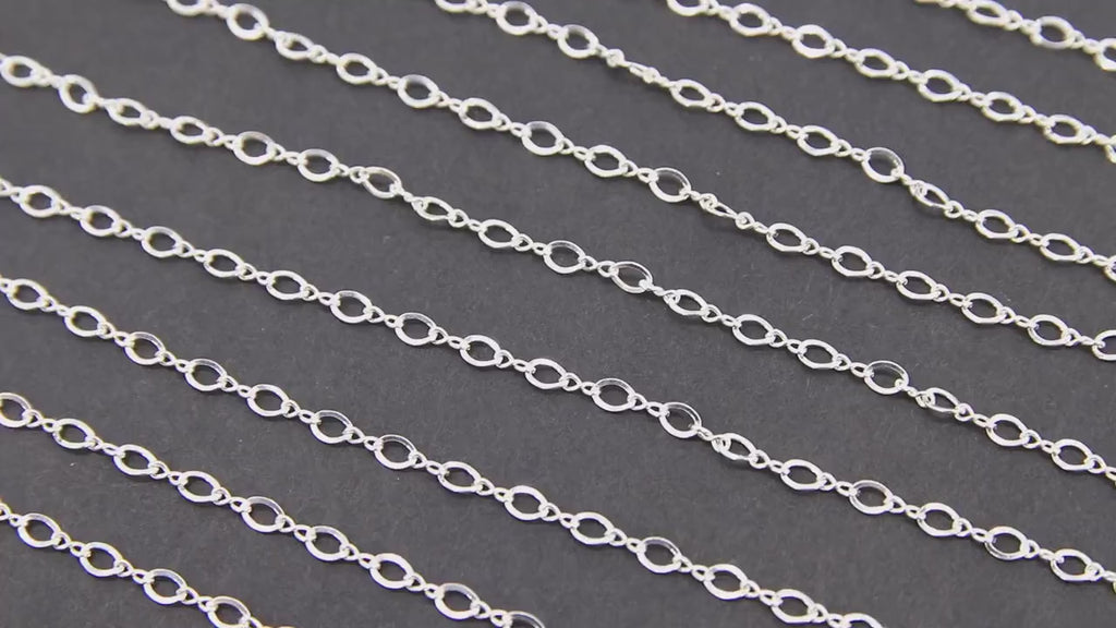 925 Sterling Silver Flat Chains, 3.3 Figure 8 Oval Cable Unfinished Dainty Chain CH# 803, By The Foot Jewelry Chain