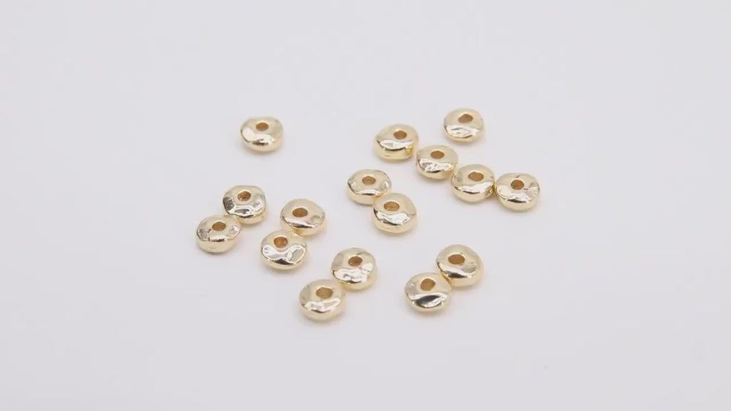 Gold Round 4 mm Nugget Beads, 20 Pc Round Rondelle Spacer Beads #3461, Nugget Shaped Heishi Bead