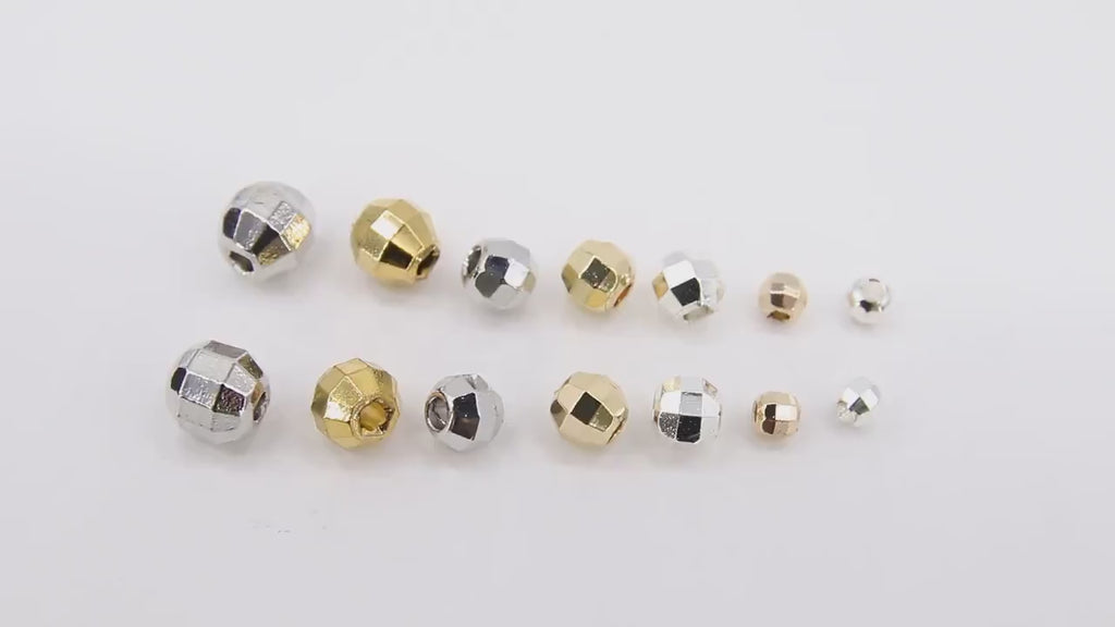 Gold Disco Ball Spacer Beads, 20 pcs Faceted Hexagon Mirror Spacers, Jewelry Findings