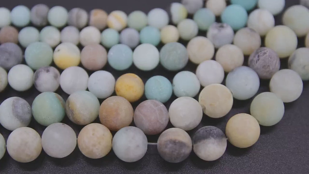 Natural Amazonite Frosted Beads, Round Matte Beads in Light Blue and Beige blends BS #41, sizes 6 mm 8 mm 10 mm 15.3 inch Strands