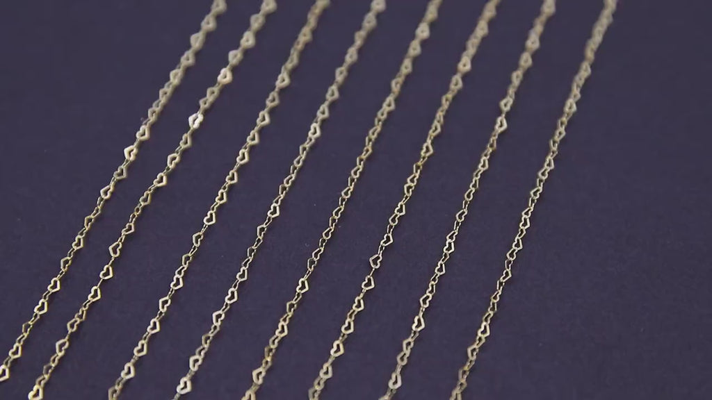 14 K Gold Filled Heart Chains, 1.9 mm Gold Filled Tiny Heart Shaped CH #923,  Unfinished Chain By the Foot