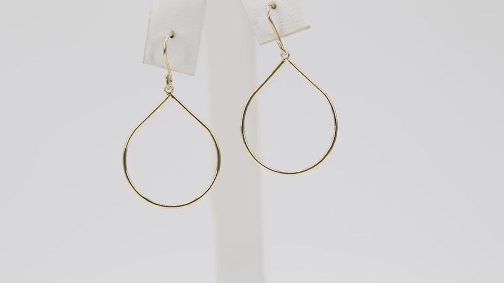 Gold Teardrop Hoop Ear Rings,  20 x 25 mm Gold Charms #737, Oval Hoops High Quality Light Weight Wire Hoops Finding