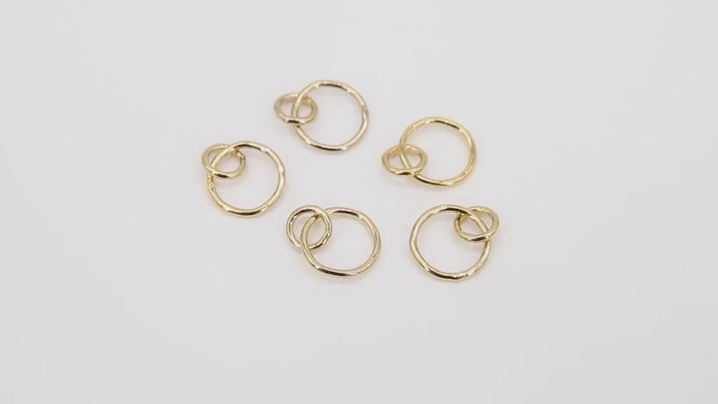 925 Sterling Silver Two Circle Link Rings, 6 and 10 mm  14 K Gold Filled Interlocking Rings # 2237, Soldered Double Infinity Rings