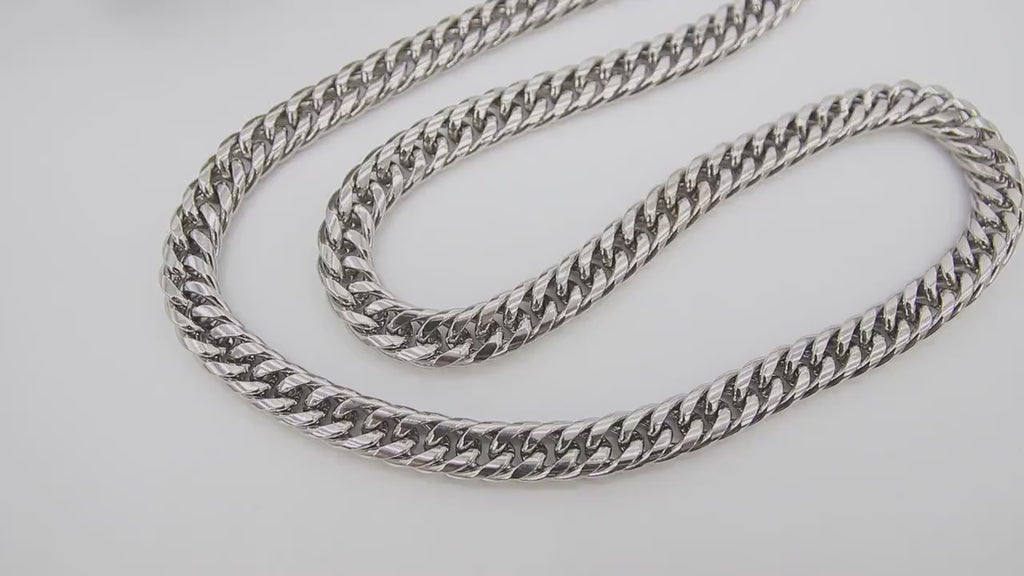 Silver Curb Chain, 304 Stainless Steel Large Heavy Flat 16.5 mm CH #249, Cuban Diamond Cut Oval Unfinished Gold Chains