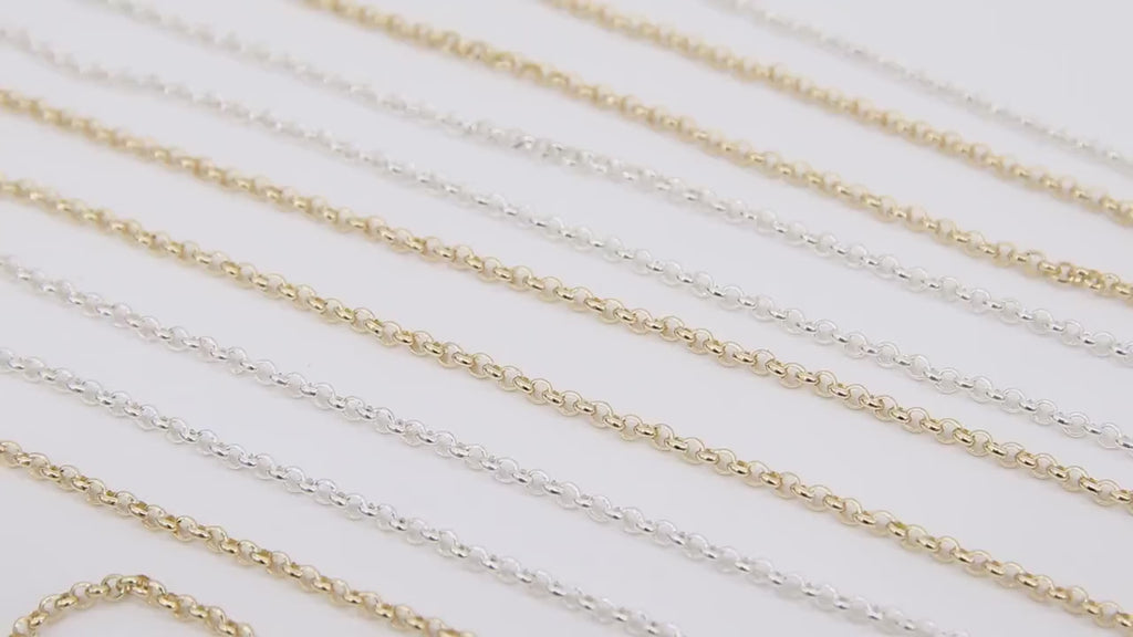 14 K Gold Filled Rolo Chains, 2 mm 925 Sterling Silver CH# 861, 1.2 mm Thick Unfinished CH# 761