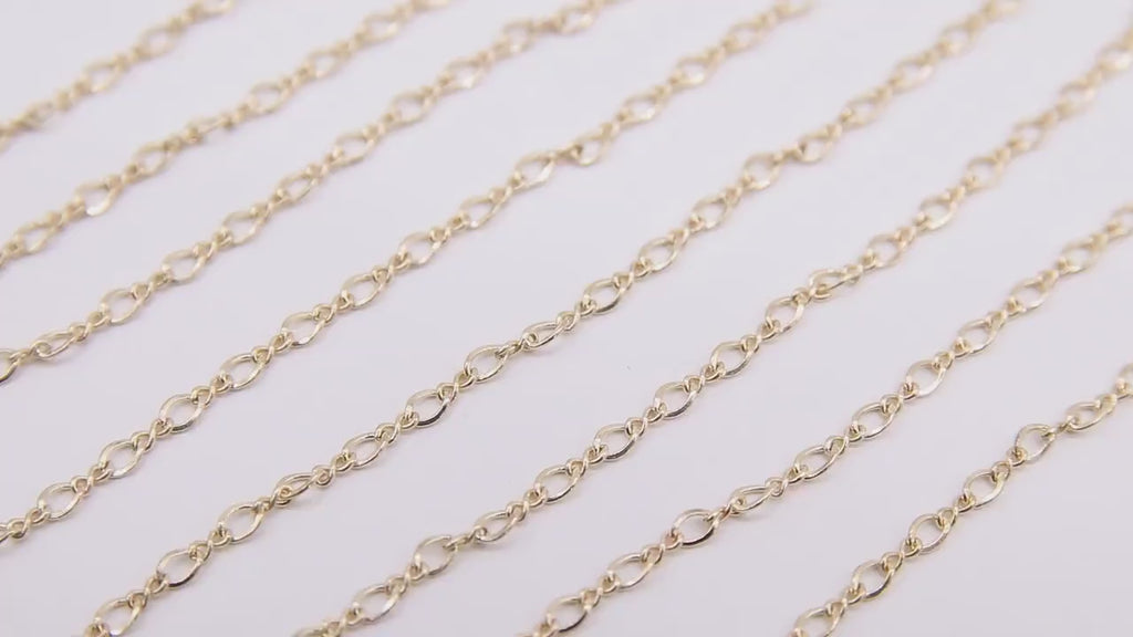 14 K Gold Filled Figure 8 Chains, 3.3 mm Rolo Oval Cable CH #702, Unfinished Dainty Chain