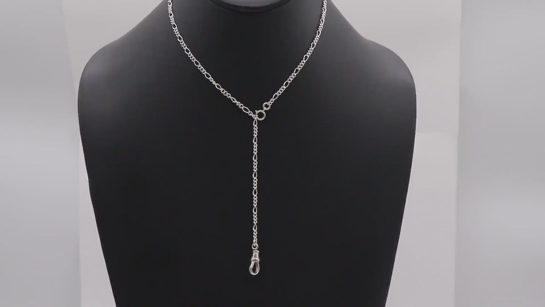 925 Sterling Silver Swivel Fob Figaro Necklace, 14 K Gold Filled Double Charms Chain Adjustable Lariat Choker, Figaro Charm Necklace
