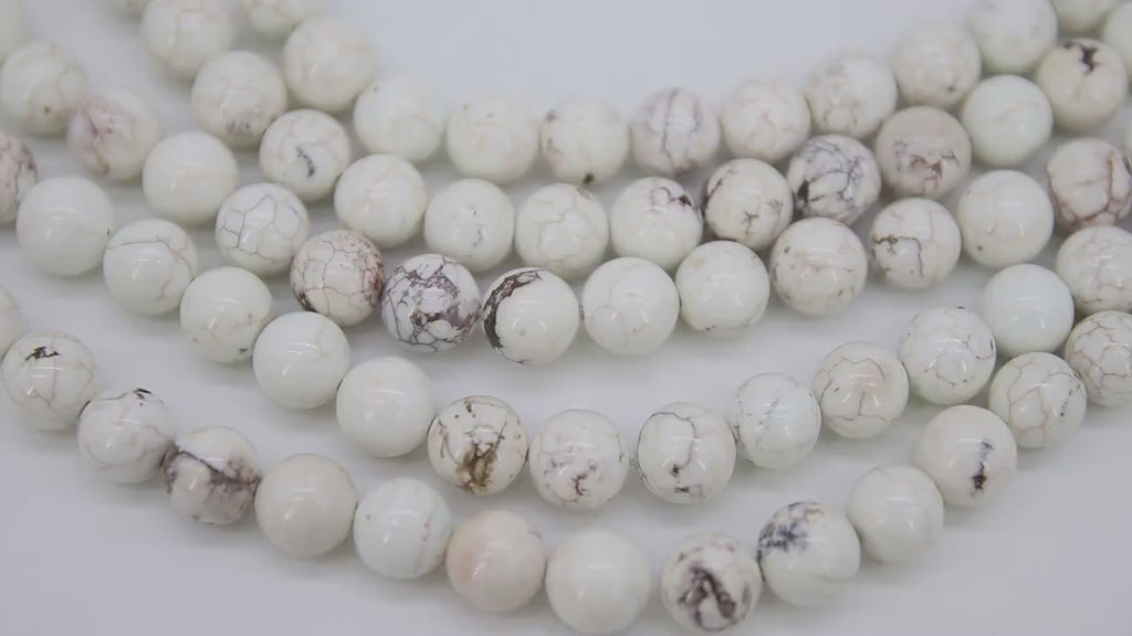 Natural Magnesite Beads, Smooth Round White Beige Stone Beads BS# 8, sizes in 4 mm 6 mm 8 m 10 mm 15.75 inch Strands
