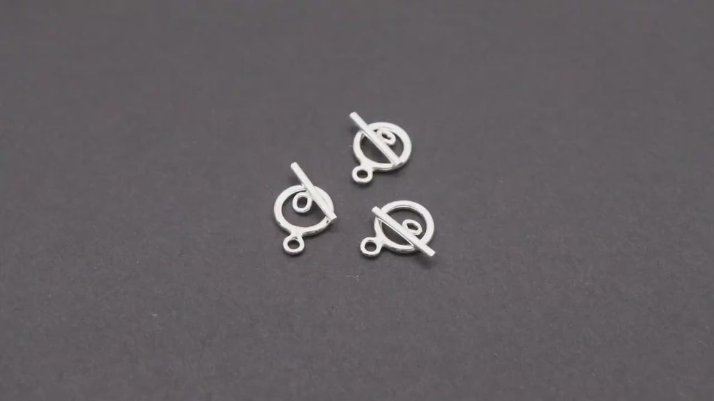 925 Sterling Silver Toggle Clasp, Small Round Clasps with Toggle Bar Connectors # 2305, 8.9 x 12 mm and 12 mm Bar