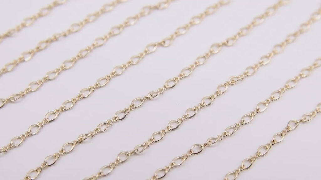 14 K Gold Filled Figure 8 Chains, 3.3 mm Rolo Oval Cable CH# 702, Unfinished Dainty Chain