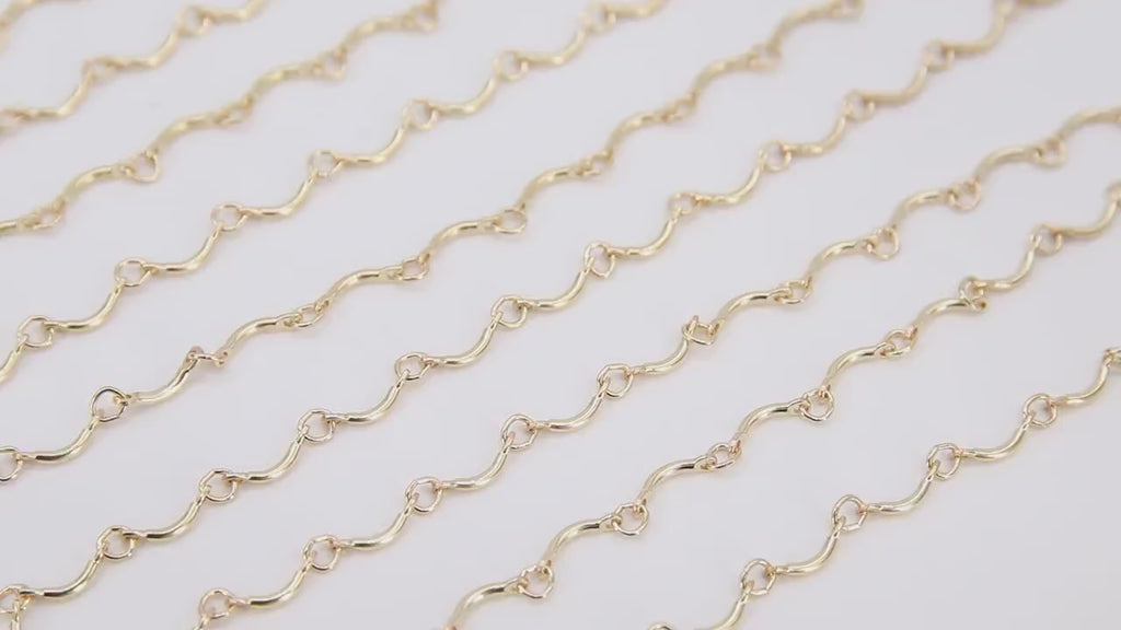 14 K Gold Filled Bar Jewelry Chains, U Bars and Rolo CH #723, Wavy Unfinished Chain