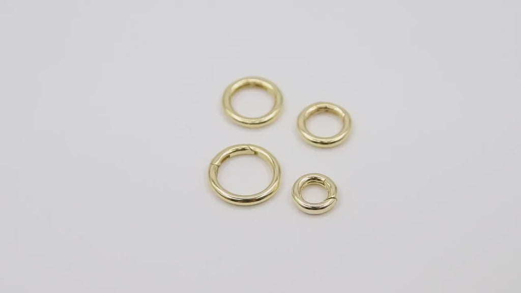 Gold Round Push Clasp, 10 mm 12 mm Small Gold Over 925 Sterling Silver # 2076, 14 mm 16 mm Large Clip Connector