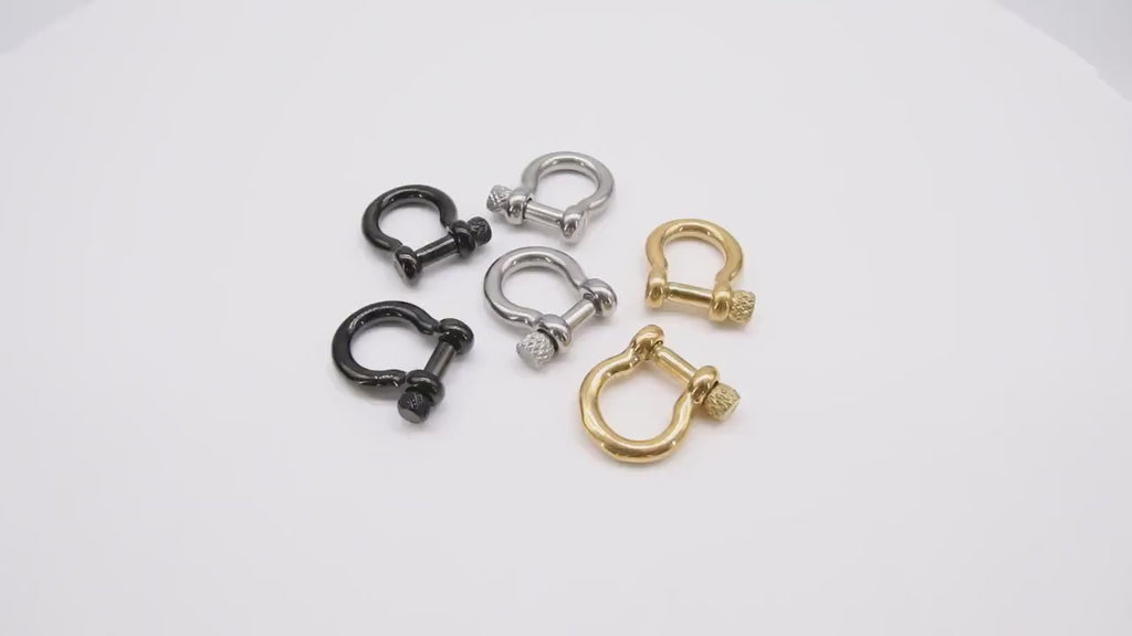 Gold Shackle Clasp, Small Black Ring Connector 19 mm Jewelry Clasps in Silver #2879, Silver Screw Clasps