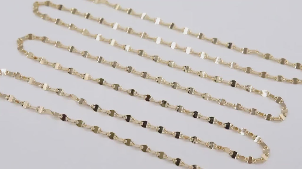 14 K Gold Filled Moroccan Chain, 4 mm 925 Sterling Silver Sequin Dapped Chains CH #804, Dainty Silver Beaded Flat Jewelry Chain