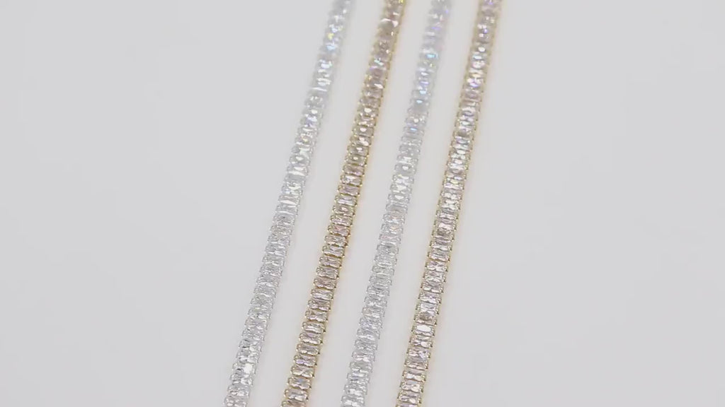 14 K Gold Filled CZ Chain, 3.7 mm 925 Sterling Silver Genuine Baguette Cubic Zirconia CH# 926, By The Foot