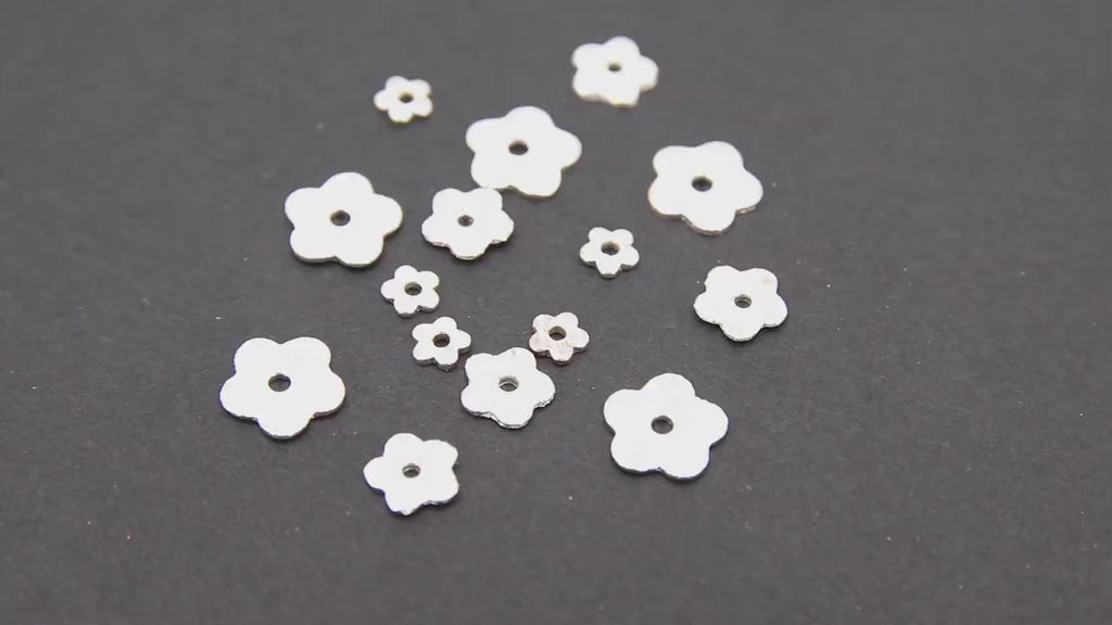 Silver Petal Spacer Beads, 20-200 pcs Round Brushed Flat Daisy Discs #2931, Flower Wavy Rondelle