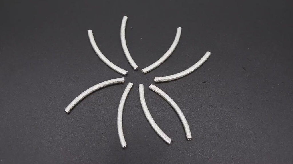 Silver Tube Spacer Beads, 10- 160 pcs Hollow Curved Brushed Silver Metal Bead # 3142, 3 x 40 mm Findings