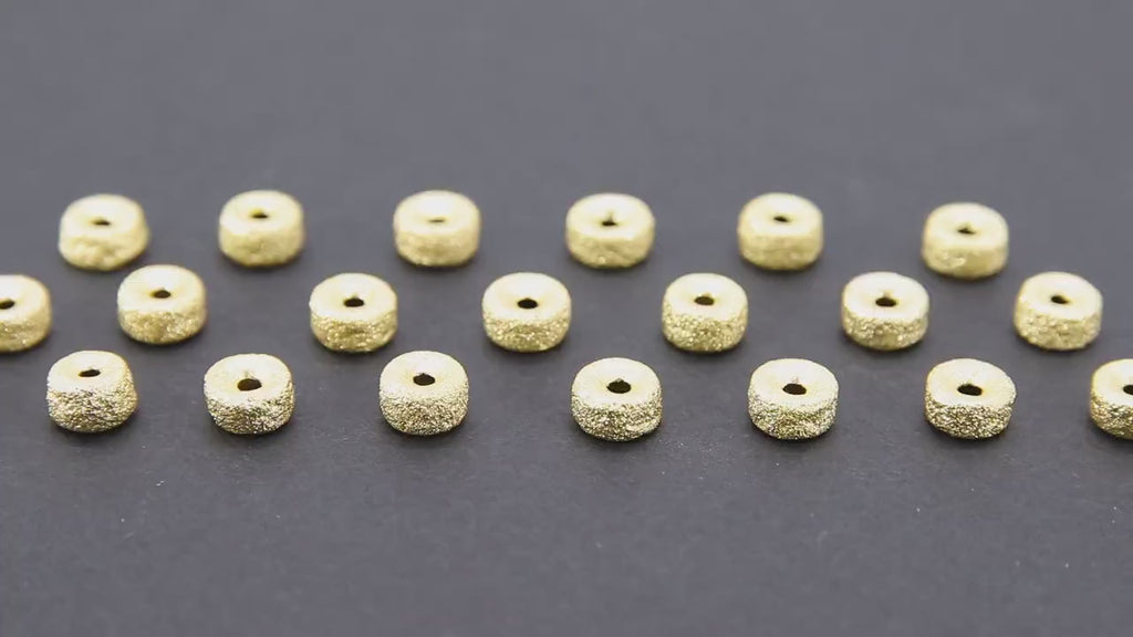 Brushed Gold Spacer Drum Beads, 20 Pc Donut Saucer Round 4 mm 6 mm Discs #840, Round Metal Rondelle Beads