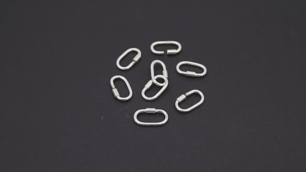 14 K Gold Filled Carabiner, 14 mm Small 925 Sterling Silver Oval Long Clasps #3594, Dainty Sterling Silver Screw Clasps