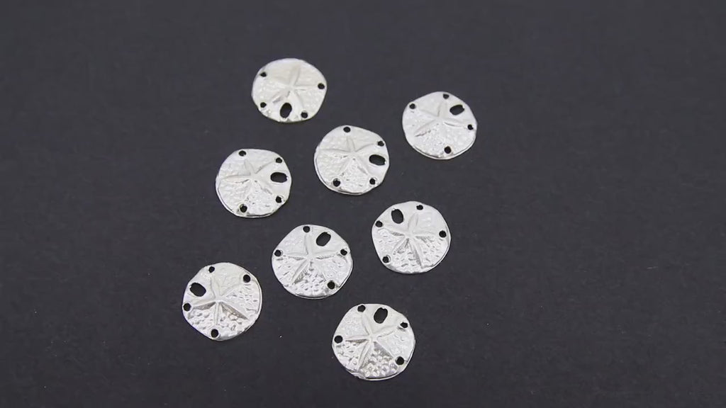 925 Sterling Silver Sand Dollar Charms, 12 mm Small Beach Necklace # 2176, Genuine 14 20 Ocean Dangle