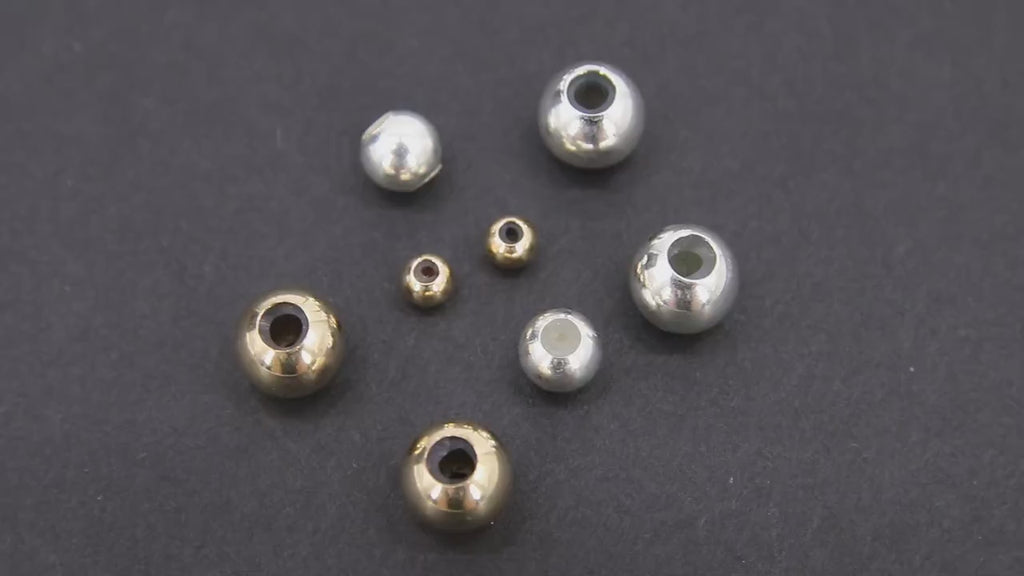 925 Sterling Silver Slider Beads, 14 K Gold Filled Dainty Chain Silicon Stopper Beads #2145, 4 mm 6 mm 8 mm