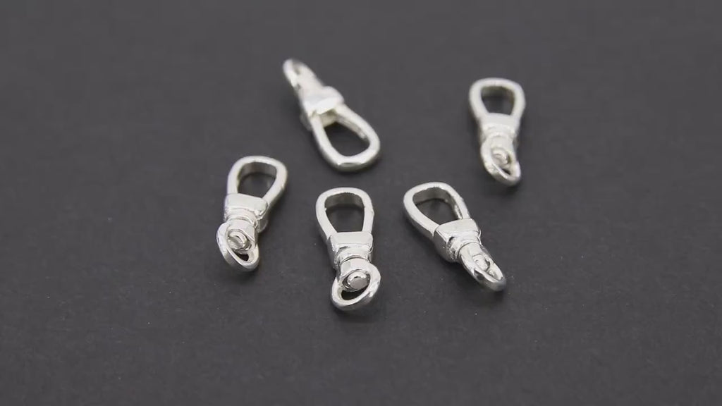 925 Sterling Silver Swivel Clasp, 6 x 17 mm Push Clasp #2803, Stamped 925 Fob Clasp