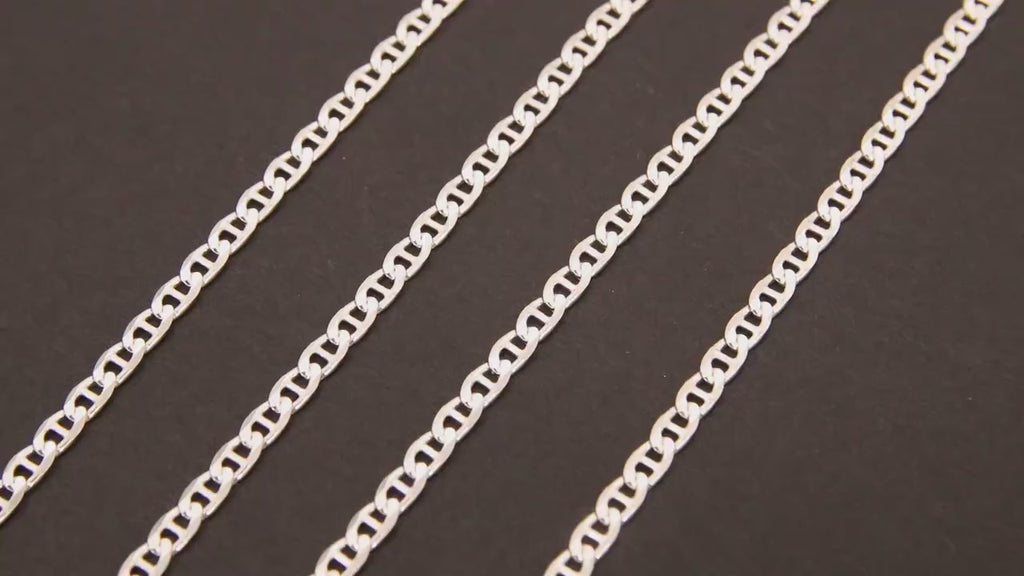 925 Sterling Silver Mariner Chain, 5.6 mm Anchor Sequin Flat Chains CH #839, USA Unfinished Soda Tab Chain