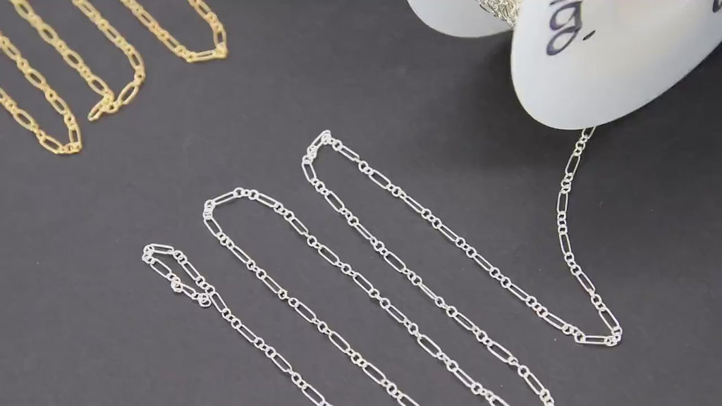 14 K Gold Filled Bar Jewelry Chains, 6.0 mm 925 Sterling Silver Flat Cable CH# 820, Unfinished Long and Short