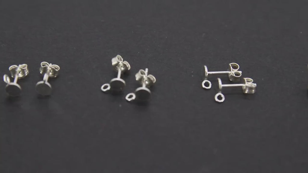 925 Sterling Silver Stud Earrings, 4 mm High Quality Silver Disc AG #848, Round Disc Stud Post Findings