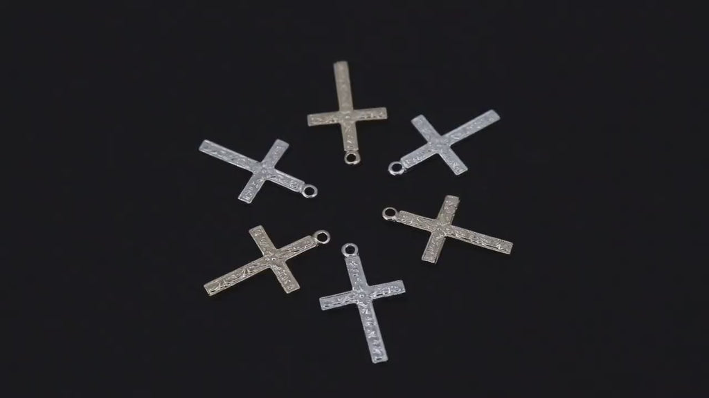 14 K Gold Filled Cross Charms, 925 Sterling Silver 16 mm Gold Filigree Textured Crosses # 2274, Pattern Textured 14 20 Jewelry