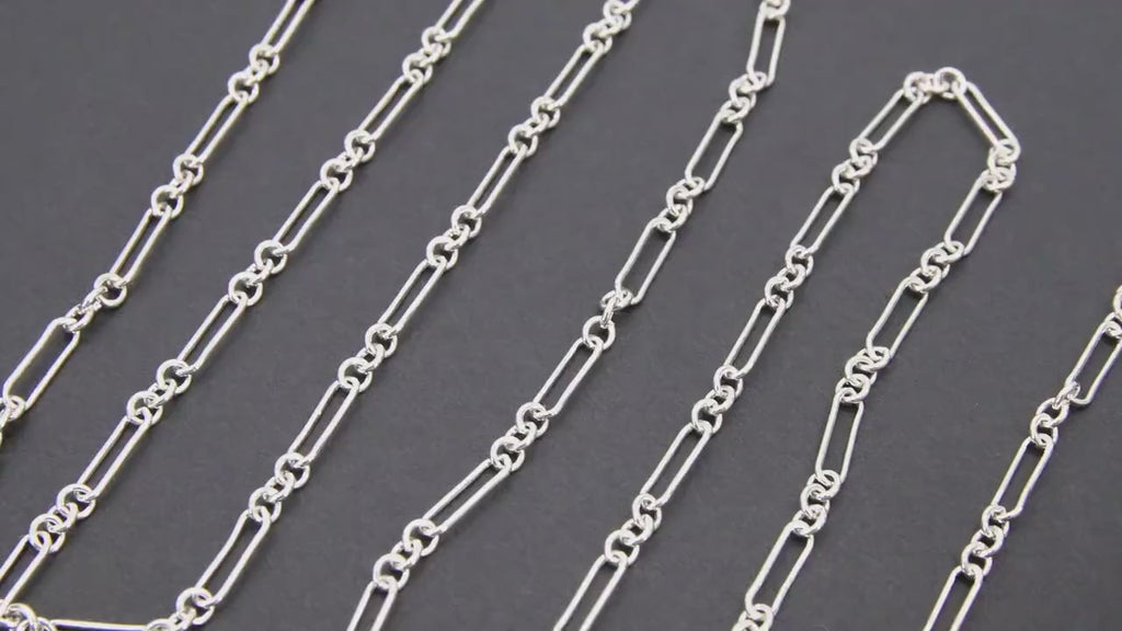 925 Sterling Silver Paperclip Chain, 11 mm Rectangle Drawn CH #807, Large Long Short Rolo Link Chain