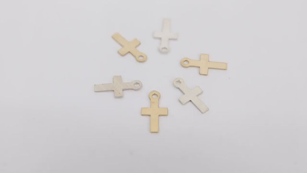 14 K Gold Filled Cross Charms, 2 Pc 925 Sterling Silver Tiny Crosses #2479/#2652, 5 x 10 mm Minimalist 14 20  Jewelry