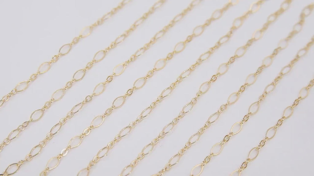 14 K Gold Filled Paperclip Jewelry Chains, 4.8 mm 925 Sterling Silver CH #904, Drawn Flat Rolo