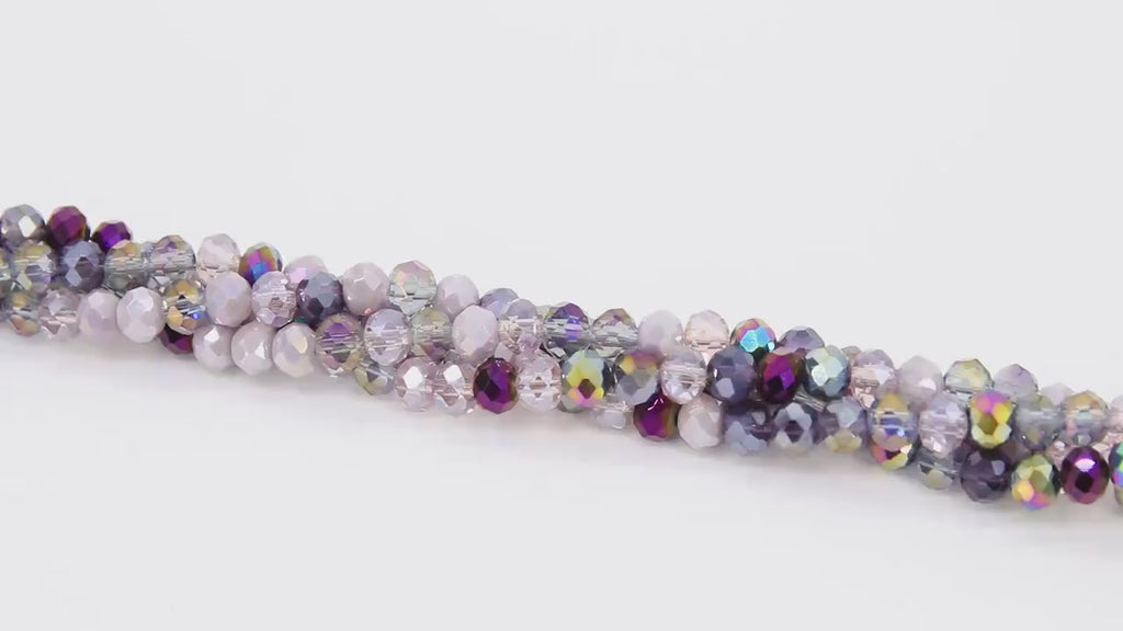Multi Color Purple Crystal Beads, Lavender White Faceted AB Rondelle Beads BS# 259, sizes 5 x 6 mm