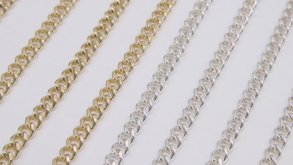 14 K Gold Filled Cuban Curb, 6.5 mm USA 925 Sterling Silver Chain CH #869, Large Unfinished Diamond Cut Curb Gold Chain #665