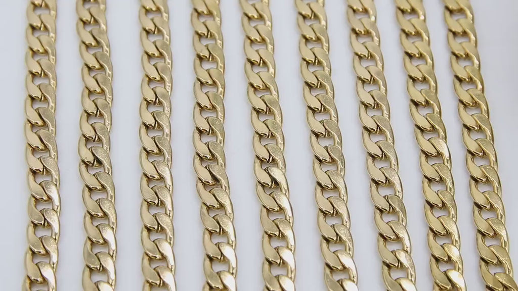 Stainless Steel Chain, 304 Gold Flat Curb 10 mm Chains CH #109, Unfinished Curb Chains