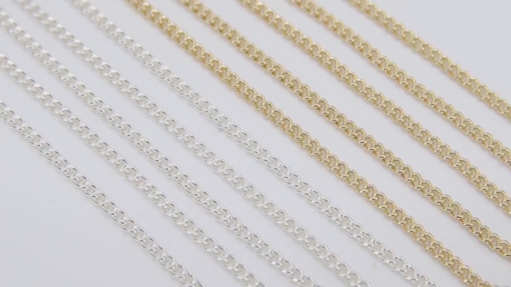 925 Sterling Silver Curb Chain, 3.5 mm 14 K Gold Filled Dainty Curb Chain CH# 809, 14 K Gold Filled Unfinished Cable CH #734