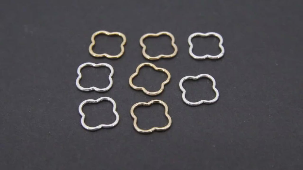 925 Sterling Silver Clover Charms, 9 mm 14 K Gold Filled Soldered Links # 3443, Jewelry Closed Ring Drops