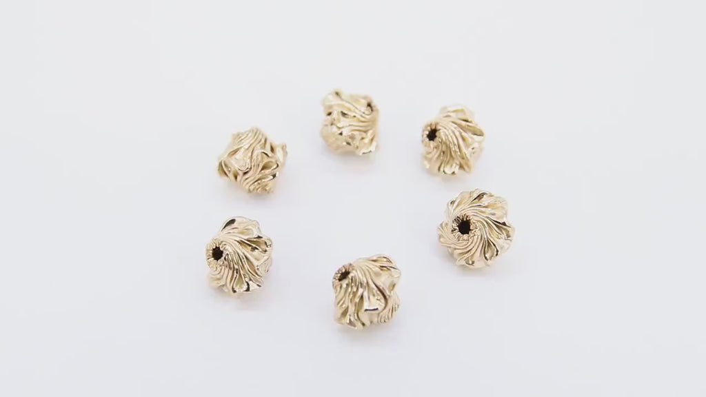 Genuine 14 K Gold Filled Bicone Nugget Beads #567, 8 mm Textured Round Gold Beads, Necklace and Bracelet Jewelry Findings