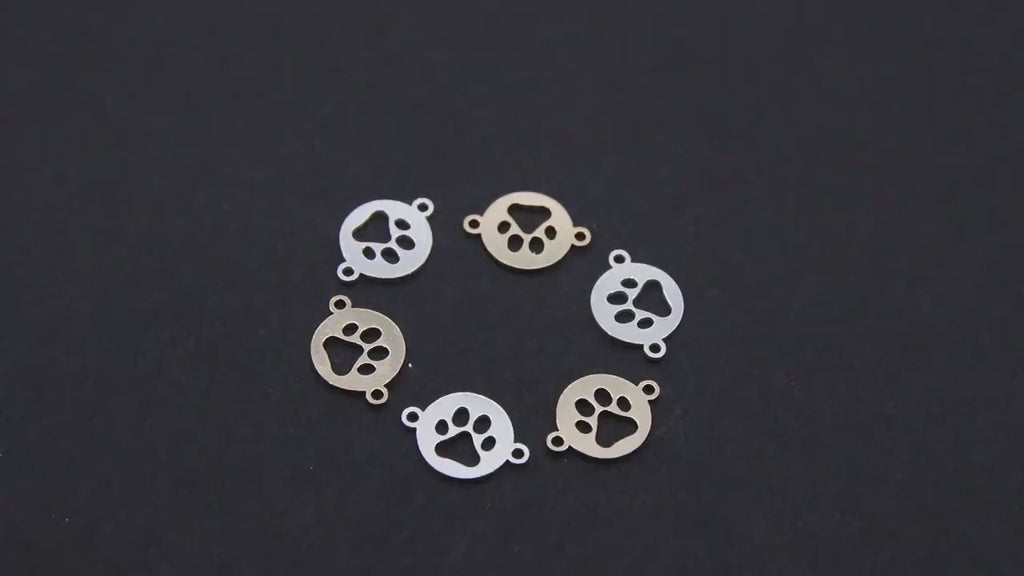 14 K Gold Filled Tiger Paw Connector, 7 mm Round 925 Sterling Silver Animal Charm # 3504, Permanent Jewelry Dog Paw Links