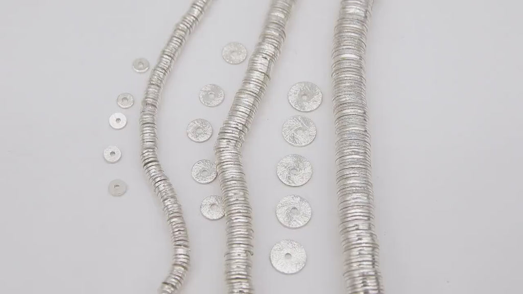 Silver Flat Spacer Beads, 20- 260 pcs Round Brushed Metal Discs, Heishi Rondelle