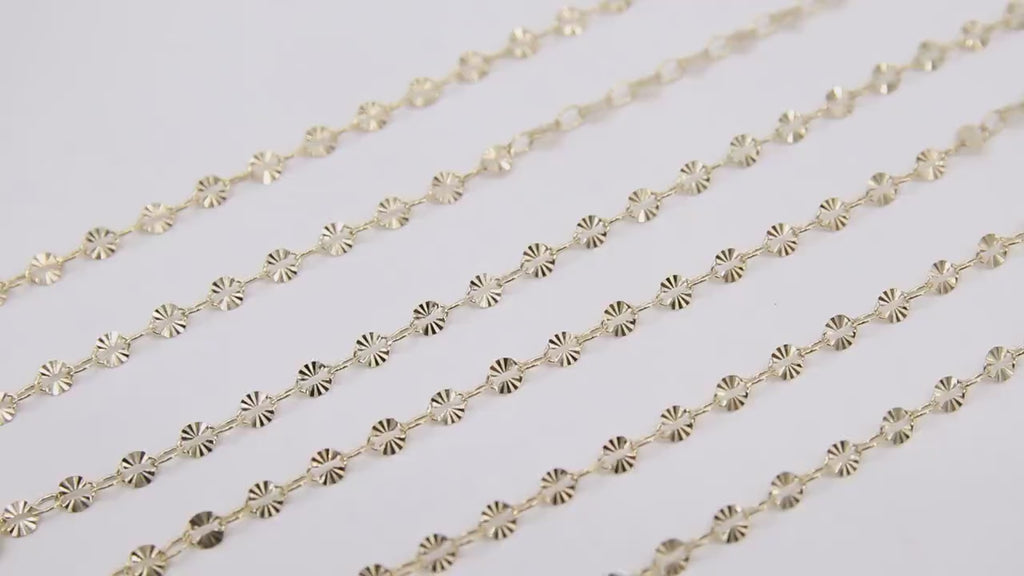 925 Sterling Silver Starburst Chains, 14 K Gold Filled 4.1 mm Sequin CH# 827, Unfinished 3.2 mm Chain CH# 777