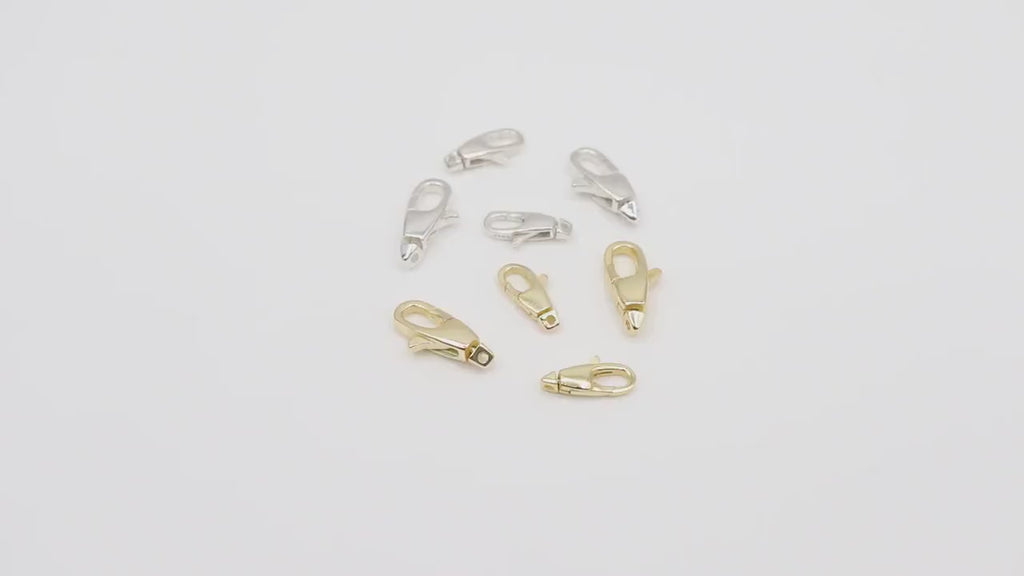 925 Sterling Silver Swivel Clasp, 11 mm or 14 mm Lobster Claw # 2717, Gold Over Stamped 925 Silver Fob Clasp