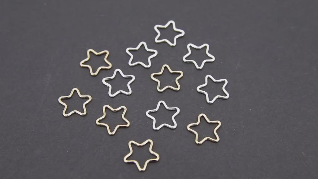 14 K Gold Filled Star Charms, 10 mm 925 Sterling Silver Soldered Links # 826, Starburst Soldered Jewelry Jump Rings