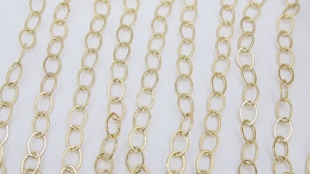 Gold Oval Chain, 10 mm Large Silver Oval Cable Chains CH# 202, Unfinished Rolo Chunky Paperclip Necklace Chains
