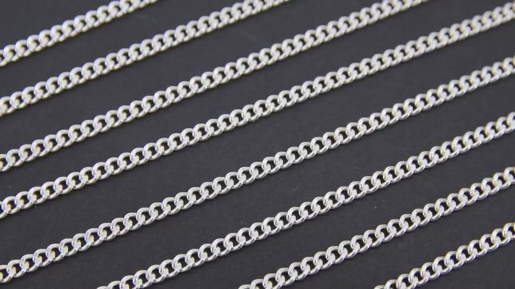 925 Sterling Silver Curb Chain, 4 mm Dainty Curb Chain CH #833, Silver Unfinished Cable Jewelry Chain